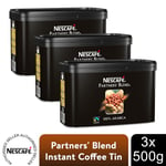 NESCAFE Partners' Blend Instant Coffee 500g Tin, 3 Pack