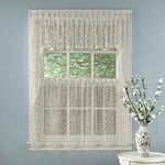 Sweet Home Collection Kitchen Window Tier, Swag, or Valance Curtain Treatment in Stylish and Unique Patterns and Designs for All Home Décor, Priscilla Ivory