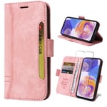 Verre trempé+Etui Samsung Galaxy A53 5G 6.5",Cuir Etui Antichoc Housse Pochette Stand Portefeuille Housse de Protection -Or Rose