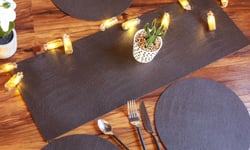 Classic Brown Dining Table Set of 4 Round Placemats & Runner