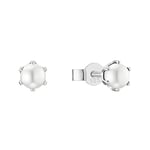 Amor Boucles d'oreilles à tige en argent sterling 925, boucles d'oreilles pour enfants, avec perle de cire, 0,5 cm, argent, livrée dans une boîte cadeau, 2022978