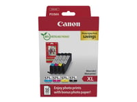 Canon Cli-571 Xl C/M/Y/Bk Photo Value Pack - 4-Pack - 11 Ml - Lång Livslängd - Svart, Gul, Cyan, Magenta - Original - Hängande Låda - Bläckbehållare / Papperspaket - För Pixma Ts5051, Ts5053, Ts5055, Ts6050, Ts6051, Ts6052, Ts8051, Ts8052, Ts9050, T