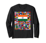 Flags of the World, Flag Collage with Flag of India Long Sleeve T-Shirt