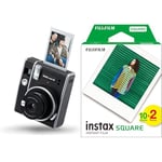 instax mini 40 instant film camera, easy use with automatic exposure, Black & SQUARE film 20 shot pack, white Border - contains 2 x 10 shot cartridges