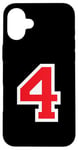 iPhone 16 Plus Jersey Number Uniform #4 Red, Four 4th Case