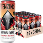 TENZING Natural Energy Drink, Plant Based, Vegan, & Gluten Free Drink, +BCAA, Pineapple & Passionfruit, 330ml (Pack of 12) - Packaging may vary