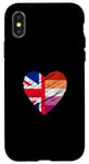 Coque pour iPhone X/XS Drapeau LGBTQ UK Lesbian Pride en forme de cœur LGBTQIA