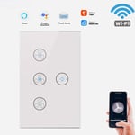 Commutateur de lumière de ventilateur de plafond tactile WiFi US 220V Interrupteur mural de vitesse de contr?le de minuterie à distance avec Alexa Google Home, Blanc