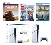 Sony PlayStation 5 (Model Group - Slim), LEGO: Harry Potter Collection (PS5), Hogwarts Legacy (PS5) & Wreckfest (PS5) Bundle, White