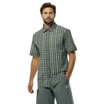 Jack Wolfskin Norbo S/S Chemise, Hedge Green Checks, L Homme