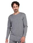 LAPASA Maillot de Corps Thermique Homme Laine Mérinos 100% Naturelle Manches Longues Base Layer de Sport Haut M67 Gris Chiné (Très Chaud) S