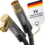 KabelDirekt – Câble Antenne TV 4K, Câble Coaxial 90° coudé/droit – 1 m – Câble TV numérique/analogique – Disponible en 0,5-20 m (Prise droite/Fiche coudée, pour DVB-C/DVB-T/DVB-S, noir)