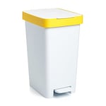 TATAY Kitchen Bin Smart, 25 Litre Capacity, Retractable Pedal, Polypropylene, BPA Free, 30 Litre Garbage Bag. Yellow. Dimensions 26 x 36 x 47 cm