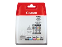 Canon PGI-580 PGBK/CLI-581 CMYBK Multipack - 5-pack - svart, gul, cyan, magenta - original - blister - blekkbeholder - for PIXMA TS6251, TS6350, TS6351, TS705, TS8252, TS8350, TS8351, TS8352, TS9550, TS9551