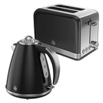 Swan Retro Kettle & 2 Slice Toaster Kitchen Set (Black)