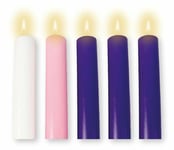 Advent Candle Set 5 Candles 3 Purple 1 White 1 Pink Christmas Candles 8" x 2"