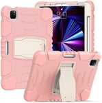 Samsung Tab Une Housse De 8,4 Pouces T307 Avec Support,Durable,Hybride,Choc,Résistant,Trois Couches,Étui De Protection En Silicone Pour Tablette Enfant (Rose)