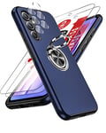 LeYi for Samsung Galaxy A54 5g Case with 2 Tempered Glass Screen Protector & 2 Camera Lens Protector,Heavy Duty Protection Shockproof Cover with Built-in Ring Holder Lightweight Phone Case,Blue