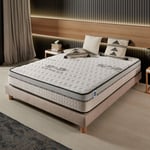 Naturalex - Matelas Visco Carbone - 90x190 cm - Mousse mémoire de forme hr, Blue Latex, Hypoallergénique - Confort Ferme - 7 zones de confort - Face