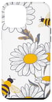 iPhone 14 Plus White Daisy Flower Honey Bees Bumble Bee Bee Lover Case