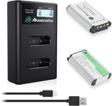 Batterie de Rechange NP-BX1 1600mAh 2 lot et Chargeur Double d¿Affichage LCD avec USB pour NP-BX1 NP-BX1 M8 Cyber-Shot DSC-RX100 DSC-RX100 II DSC-RX100M Il