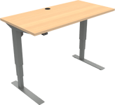 VersaStand, To-bens hæve-/sænkebord, firkantet, natur/sølv, H122x120x60 cm, bøg