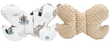 Medi Partner Oreiller pour bébé Papillon 100% coton en peluche Minky pour enfant soutien du cou pour voiture poussette voyage sommeil oreiller cervical rouleau de répétition