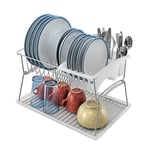 Metaltex 2 Tier Dish Drainer, Silver