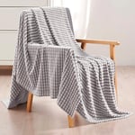 Comart, Plaid Gaufre, Doux et Chaud, Effet Polaire, Confortable et Enveloppant, pour canapé, lit, Fauteuil, Parfait pour Automne et Hiver, Lavable en Machine, Gris 200 x 220 cm