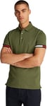 Tommy Hilfiger Flag Cuff Slim Polo MW0MW37518 S/S, Khaki (Army Green), L Homme