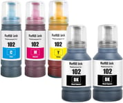 102 Encre Compatible avec Epson 102 pour ET-2700 ET-2750 ET-2751 ET-2756 ET-2850 ET-2851 ET-2856 ET-3700 ET-3750 ET-3850 ET-4750 ET-4850 ET-4856 ET-15000 Imprimante(BK*2/C/M/Y)(Q601)