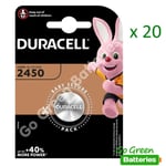 20 x Duracell CR2450 3V Lithium Coin Cell Battery 2450 DL2450 K2450L, long exp.