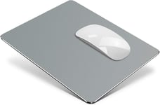 Tapis de Souris Rigide Tapis Souris Mac Design Double Face Lisse et Ultra Mince, Métal Aluminium Mouse Pad étanche Contrôle Rapide et précis pour Les Jeux, Le Bureau (Moyen, Gris, 24x20 cm).[G317]