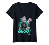 Marvel Guardians Vol. 2 Baby Groot Neon Tape T-Shirt avec Col en V