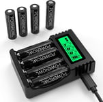 POWEROWL AA Rechargeable Batteries with Charger, 8 Pcs AA Rechargeable Batteries