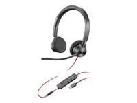 Poly Blackwire 3325 - Blackwire 3300 series - micro-casque - sur-oreille - filaire - jack 3,5mm, USB-C - noir - certifié UC