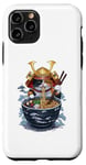 Coque pour iPhone 11 Pro Chat Samouraï mangeant des ramen Anime