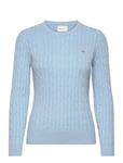 Stretch Cotton Cable C-Neck Blue GANT