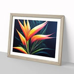 The Bird Of Paradise Flower Vol.2 H1022 Framed Print for Living Room Bedroom Home Office Décor, Wall Art Picture Ready to Hang, Oak A4 Frame (34 x 25 cm)