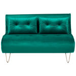 Petit Canapé Banquette Convertible 2 Places Lit d'Appoint en Velours Vert Foncé