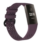 Fitbit Charge 3 Ontto klassinen silikooni muovinen vaihto ranneke metalli soljella, koko S - Violetti