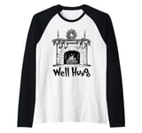 Well Hung Funny Adult Joke Stockings By Fireplace Christmas Raglan Baseball Tee