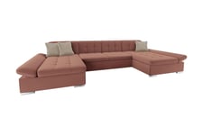 Bäddsoffa Dubbeldivan Eyman 4-sits 360x130 cm U-formad - Rosa divan