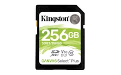 KINGSTON – Canvas Select Plus SDXC-muistikortti, 256GB, Class 10 UHS-I, musta (SDS2/256GB)