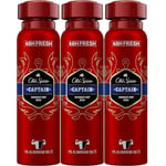 Old Spice Captain Deodorant Body Spray For Men 48H Fresh 150 ml  x 3