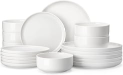 MALACASA Plates and Bowls Sets, 18 Piece Porcelain White Dinner Sets for 6 Chip