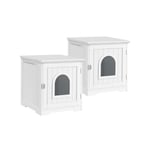 Yaheetech - Lot de 2 Maisons de Toilette pour Chat, Niche de Chat/Chien, 1 Porte-Serviette à Cauche ou Droit, 48,5 x 51 x 51,5cm, Blanc