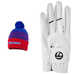 TaylorMade Unisex Bobble Beanie, Red, One Size UK & Men's Stratus Tech Golf Glove, White, Medium/Large