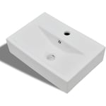 Lavabo vasque à trou de trop-plein/robinet pour salle de bain 46,5 x 32 cm céramique blanc