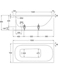 Gustavsberg 2941 Emaljert badekar 1500x700 mm. For innbygging - GB2082941100